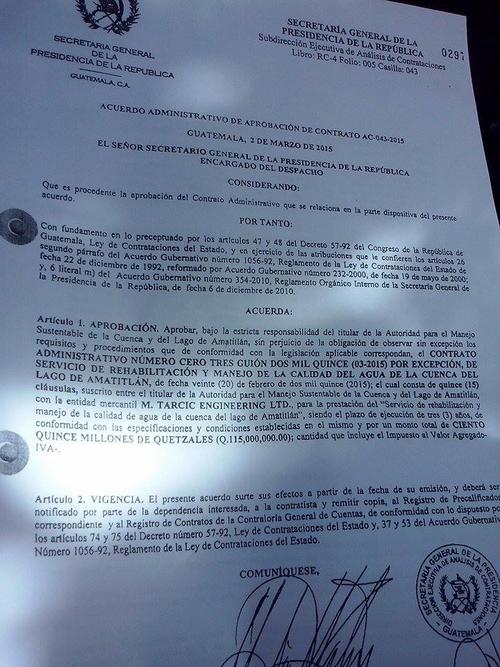 Este es el documento presentado durante la audiencia en el juzgado de turno de Villa Nueva. (Foto: Marcia Zavala/Soy502)