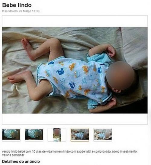 La Policía brasileña detuvo a un hombre acusado de intentar vender al menor de sus tres hijos, un bebé de menos de dos semanas de edad, a través de un portal de anuncios clasificados en internet, informaron fuentes policiales. (Foto: brasil.estadao.com.br)