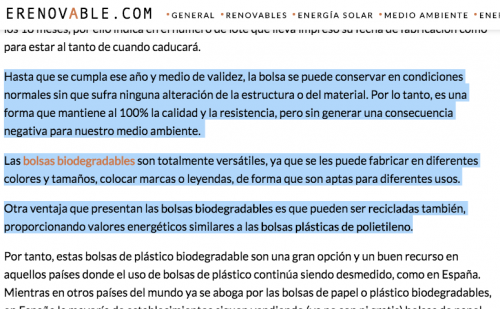 En la publicación de erenovable.com de México se publicó en 2015 un artículo sobre las bolsas plásticas. (Foto: captura de pantalla)
