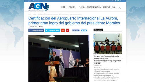 AGN calificó la entrega del certificado como el primer gran logro de Jimmy Morales (Foto: captura de pantalla)