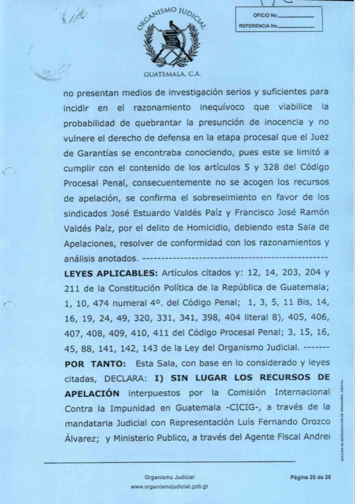 La resolución confirma el cierre de la persecución penal a favor de los hermanos Valdés Paiz.