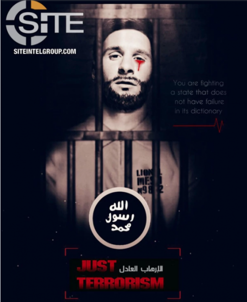 Lionel Messi es protagonista de uno de los afiches publicados por el Estado Islámico. (Foto: Infobae)