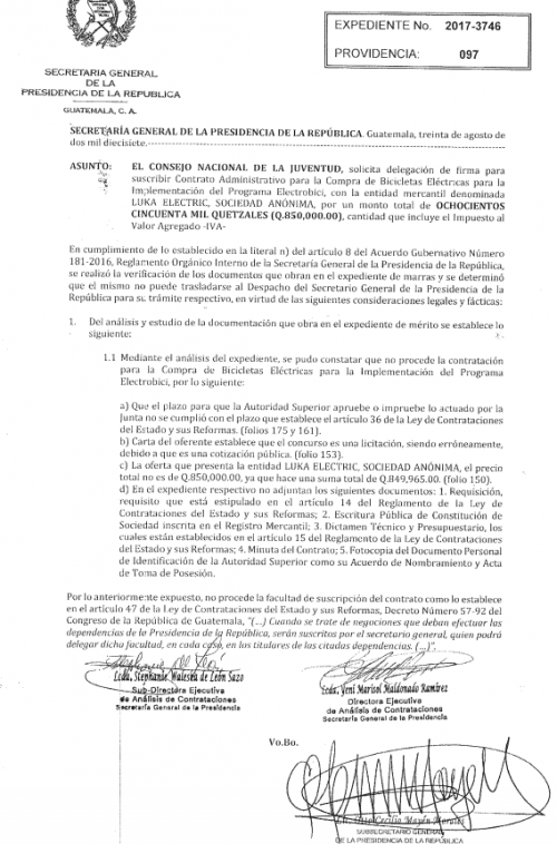 Respuesta de la Secretaría General al proceso. (Foto: Guatecompras)