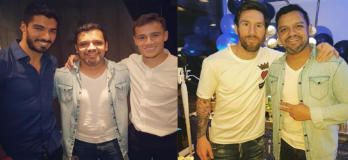 Suárez, Coutinho y Messi con un invitado. (Foto: Instagram)