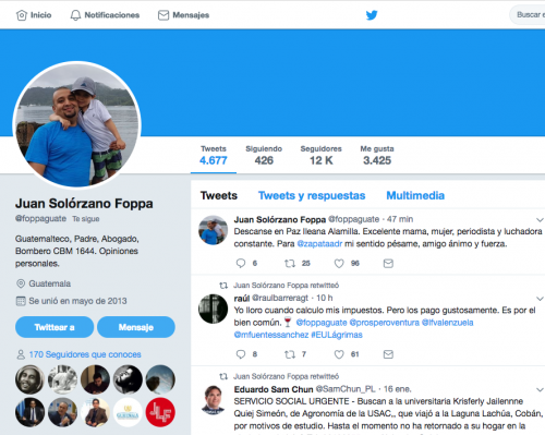 Imagen del nuevo perfil de Solórzano Foppa. (Foto: Twitter)