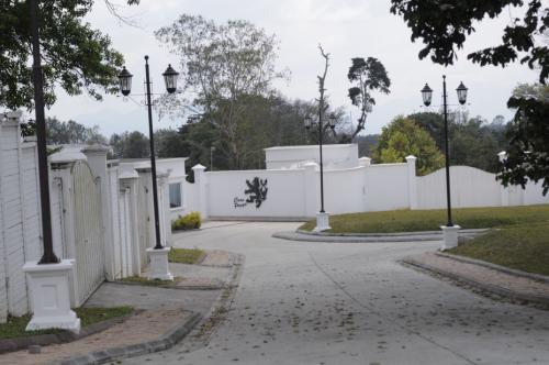 Un león como escudo se encuentra en las entradas de la vivienda de Baldizón en Santa Elena Barillas. (Foto: Wilder López/Soy502)