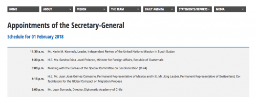 Agenda de Guterres para este 1 de febrero. (Foto: Soy502)