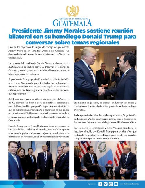 Comunicado que emitió el Gobierno guatemalteco acerca de la reunión con el presidente Donald Trump. (Foto: Gobierno)