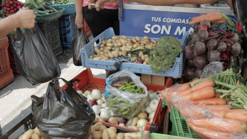 En el mercado de Villa Hermosa, San Miguel Petapa se continúa con el uso de la bolsa plástica y hay desconocimiento de la medida municipal. (Foto: Alejandro Balán/Soy502)