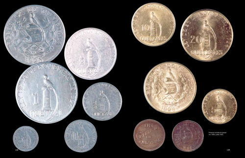 Así lucían las monedas de Guatemala antes que en 1949 se introdujeran los nuevos diseños. (Foto: Museo Numismático)
