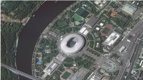 El Estadio Olímpico Luzhnikí, inaugurado en 1956. Se encuentra cerca del centro de Moscú y fue la sede principal de los Juegos Olímpicos de 1980. (Foto: Roscosmos)