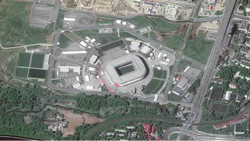 El Otkrytie Arena, también conocido como el estadio Spartak, por el equipo que juega normalmente en él. (Foto: Roscosmos)