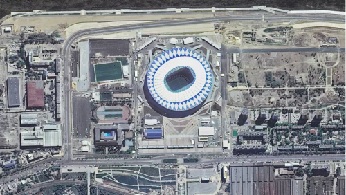 El Volgogrado Arena, construido para el Mundial e inaugurado en abril con capacidad para 45.500 espectadores. Se encuentra en Volgogrado. (Foto: Roscosmos)