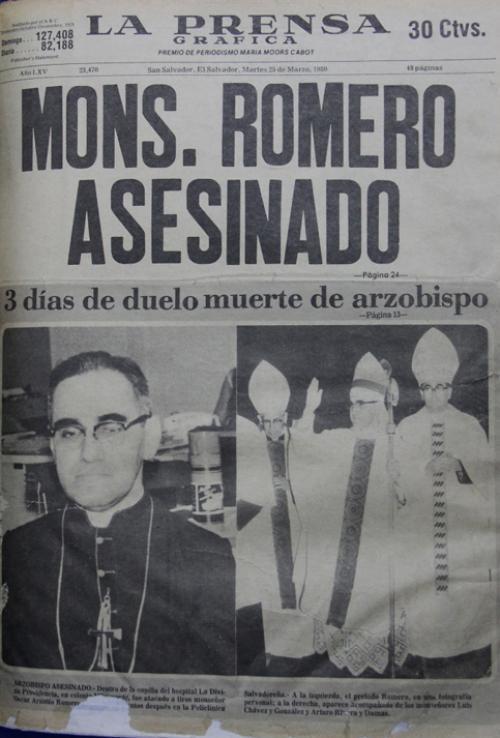 Una de las portadas de los periódicos salvadoreños sobre la muerte de monseñor Romero. 