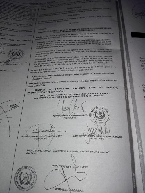 Este es el acuerdo publicado en el "Diario de Centro América". (Foto: Soy502) 