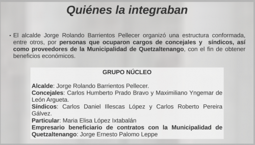 Así habría estado integrada la red del alcalde Mito Barrientos en Quetzaltenango. (Foto: Soy502)