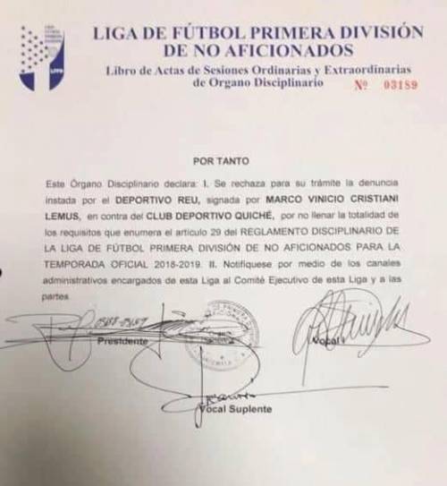 Resolución del Órgano Disciplinario de la Primera División. (Foto: Captura)