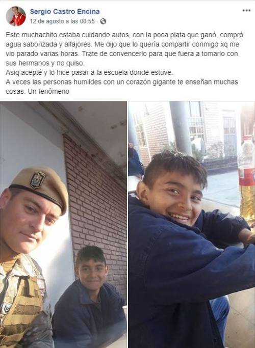 Niño cuida carros compartió su almuerzo con un militar y la historia se hizo viral foto soy502 guatemala
