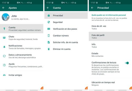 Pasos para cambiar la privacidad de tu fotografía de perfil en Whatsapp. (Foto: ElPaís)