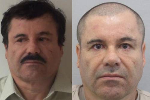 Dos imágenes de "El Chapo". La primera luce su cabellera y su bigote. (Foto: Archivo)