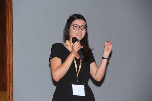 Cristina Domínguez compartió su experiencia y estudio a la comunidad estudiantil de la facultad de Ingeniería de la Usac en el marco de la Converciencia 2019. (Foto: Fredy Hernández/Soy502)