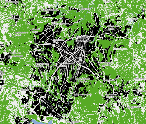 La zona urbana se muestra en color negro dentro de este mapa. (Foto: DLR)