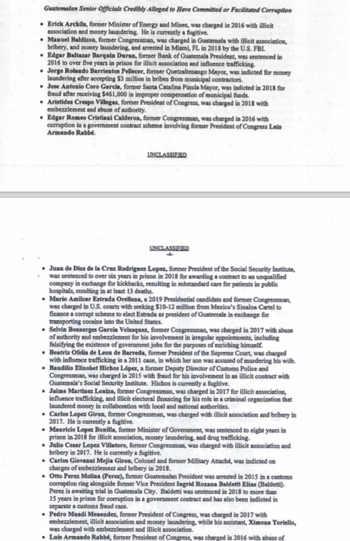 Parte del documento que presentó el Departamento de Estados de EE.UU. (Foto: Captura)