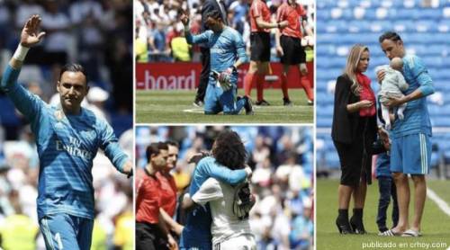 La foto familiar de Navas previo al partido. (Foto: AFP) 