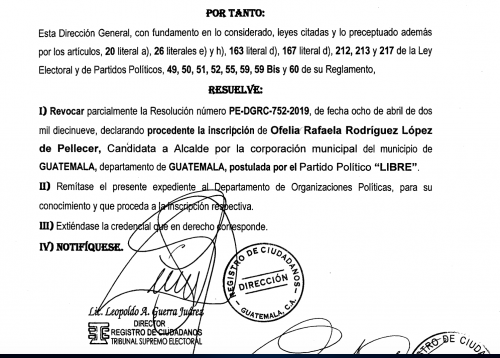 El TSE revocó la decisión del Registro de Ciudadanos, por lo que Ofelia Rodríguez podrá participar como candidata a la Municipalidad capitalina. (Foto: Captura de pantalla)