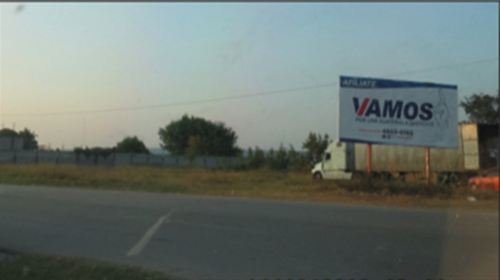En un terreno inmovilizado a sociedades relacionados a Baldizón se encuentra una valla publicitaria del partido Vamos. (Foto: MP) 