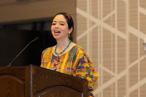 La guatemalteca durante su discurso en los premios OWSD Elsevier Foundation. (Foto: Elsevier/Alison Bert)