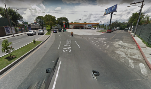 El viraje provisional para la finca El Zapote se realizará en este punto cercano a la gasolinera. (Foto: Google Maps) 