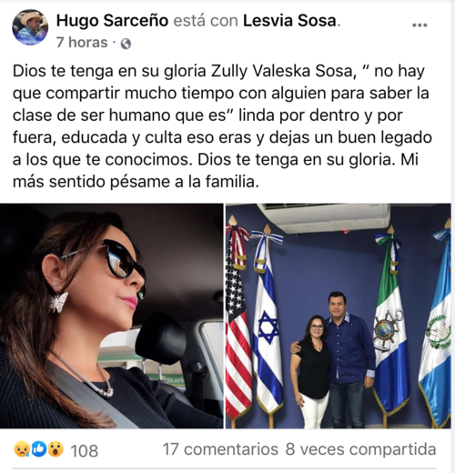 La publicación en Facebook realizada por el alcalde Hugo Sarceño. 