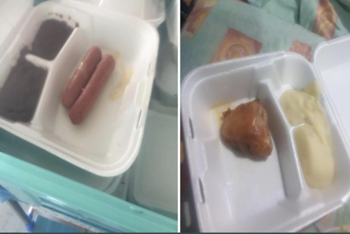 Esta foto circula en redes sociales, corresponde a alimentos servicios en el Hospital Temporal del Parque de la Industria. 