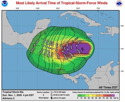 Así será la evolución de la tormenta Eta. (Foto: NHC/Noaa)