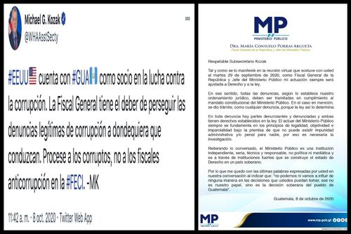 El tuit que escribió Kozak y el pronunciamiento del MP. 