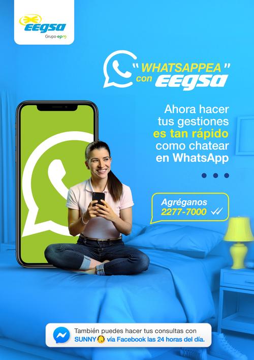WhatsApp, EEGSA, electricidad, comunicación, servicio al cliente, luz, Messenger, Facebook, Guatemala, Soy502