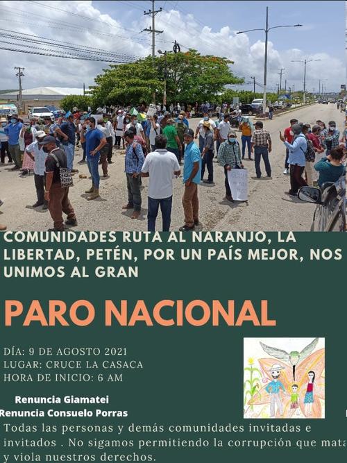 Desde Petén saldrá una de las marchas para unirse al paro plurinacional del 9 de agosto. (Foto: comunicadas del Petén)