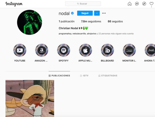 Nodal borró todas sus fotos de Instagram. (Foto: captura de pantalla)