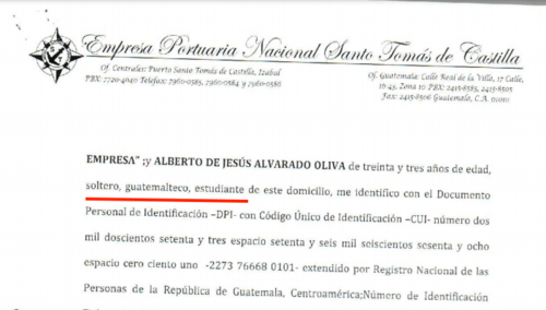 Alberto Alvarado se identifica como estudiante. (Imagen: Guatecompras) 