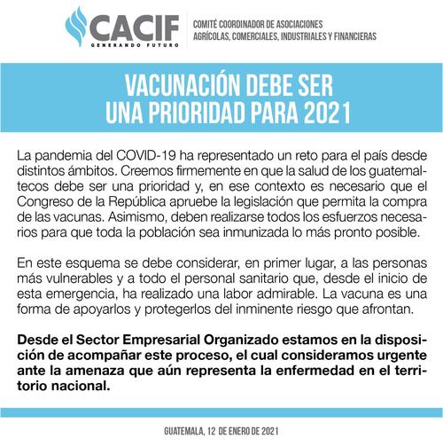 cacif, vacuna, covid-19, coronavirus, guatemala