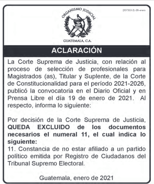 corte suprema de justicia, csj, magistrados, corte de constitucionalidad, elección magistrados, guatemala, soy502