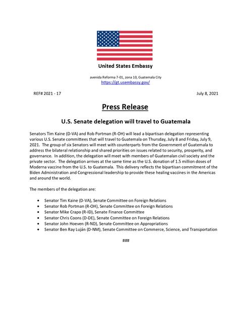 Comunicado de la Embajada de Estados Unidos en Guatemala. (Documento: US Embassy)