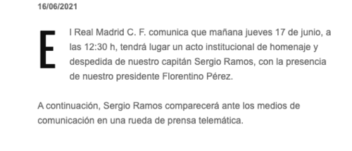 Ramos deja el Real Madrid