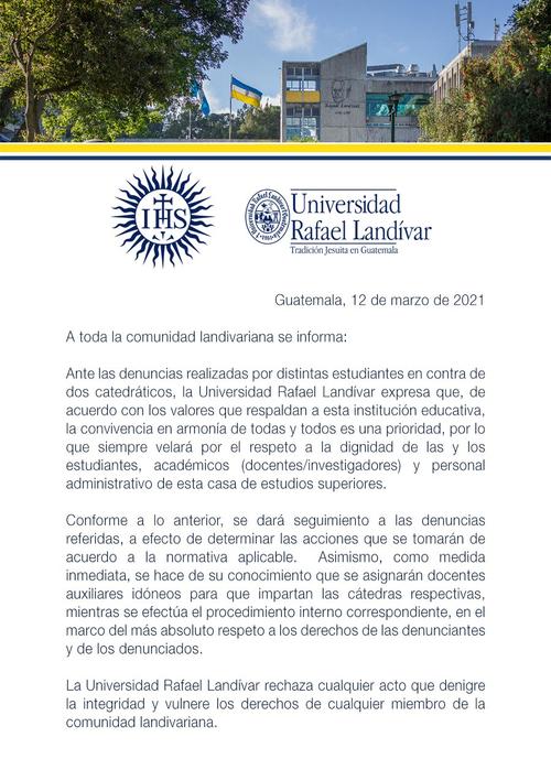 universidad rafael landívar, estudiantes, guatemala, landivarianos, acoso sexual