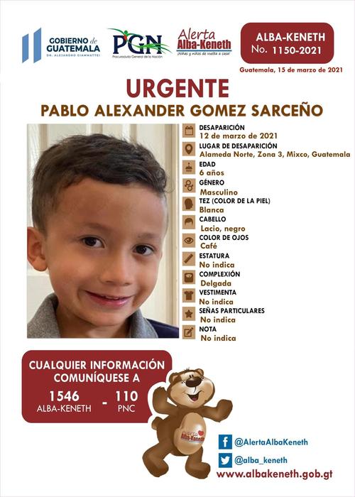 Pablo Gómez desapareció el 12 de marzo junto con su madre. (Foto: Alba- Keneth)