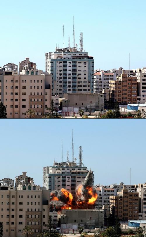 La torre de 13 pisos se derrumbó tras ser alcanzada por varios misiles israelíes. (Foto: AFP)