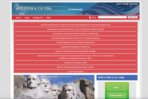 Así es pa página web oficial para solicitar visa de Estados Unidos. (Foto: captura de pantalla)