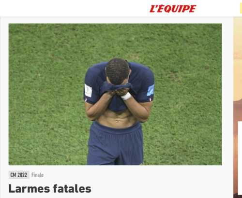 Una de las notas de L'Équipe muestran la tristeza de la derrota. (Foto: captura de pantalla)