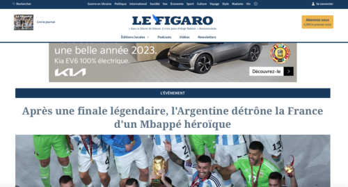 Le Figaro también destacó a Mbappé, pero resaltó en su foto principal al equipo ganador. (Foto: captura de pantalla)
